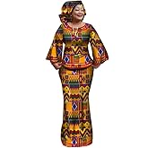 BAZINRICHE Women African Dresses Clothing Ankara Bazin Riche Dress Womens Skirts Set Print Dashiki Top with Headscarf