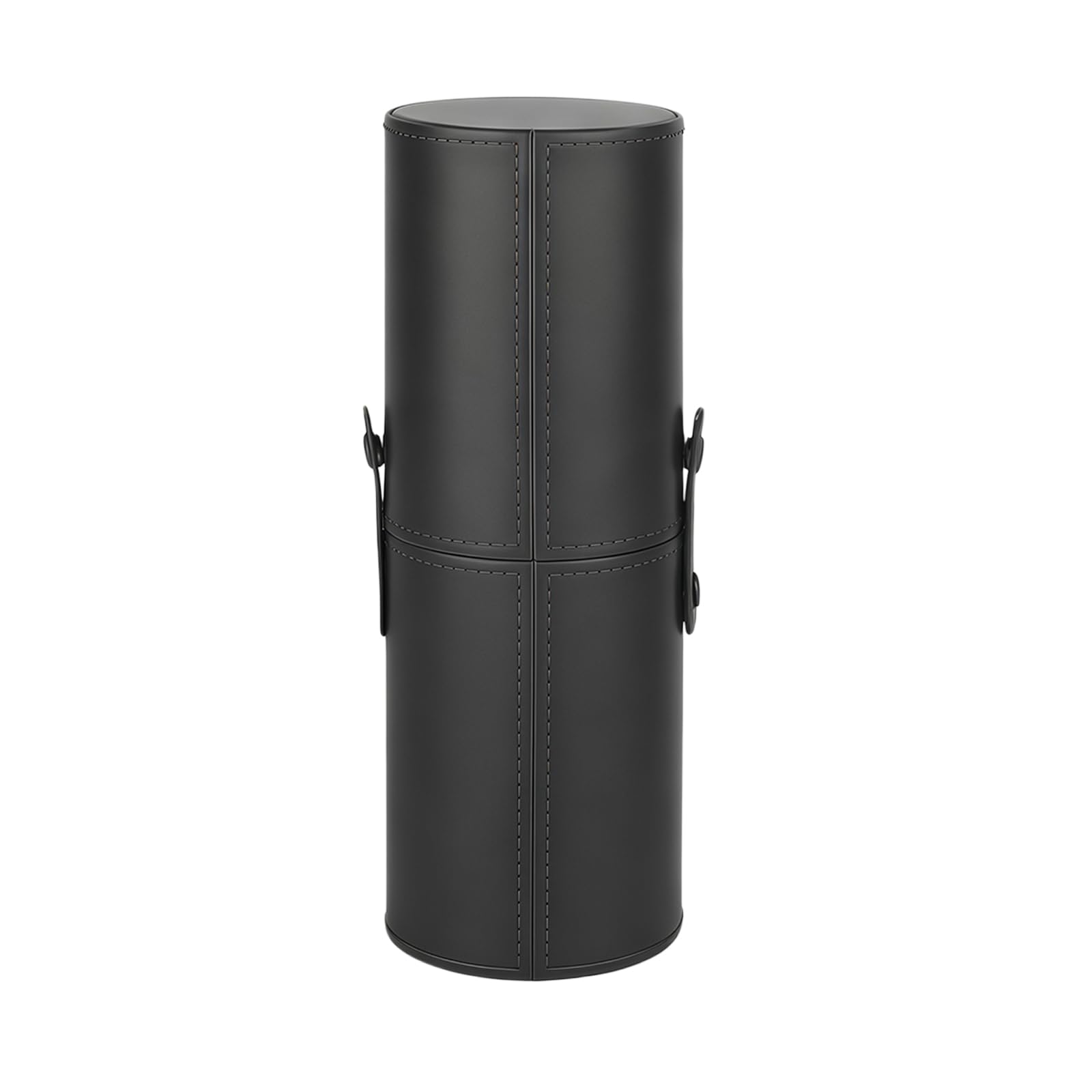 Black Empty PU Leather Makeup Brush Holder with Lid Travel Brushes Container Portable Cosmetics Pens Storage Organiser Cup Case Bag Box