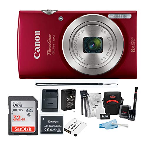 Digital Cameras Canon PowerShot ELPH 180 20 MP Digital Camera (Red