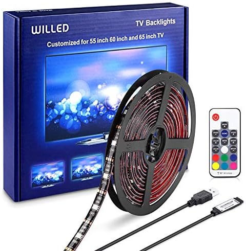 TV LED Backlight | WILLED 12.6ft Customized for 55 60 65 inch TV | USB LED Strip Lights kit | Monitor Bias Lighting RGB Light Strip with RF Remote