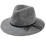 D-ling Women's Panama Fedora Hat 100% Wool (Gray)