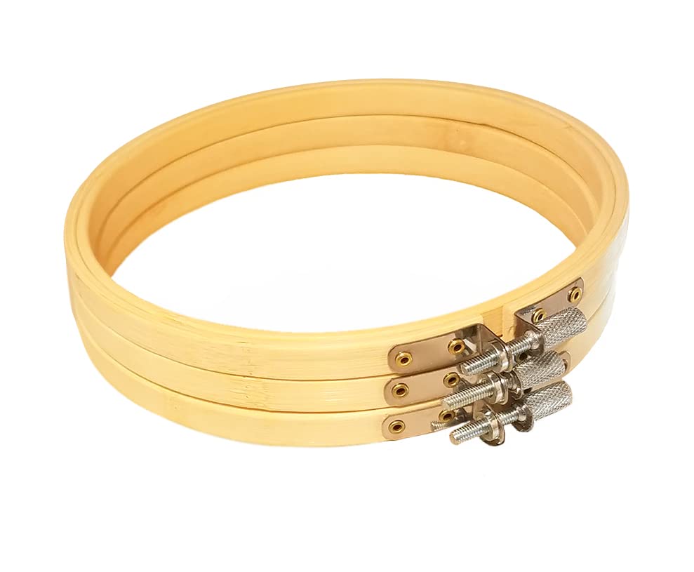 3 Pack Round Bamboo Embroidery Hoops 8 inch for Embroidery Kit – 20 cm Cross Stitch Rings for DIY Sewing Arts and Crafts