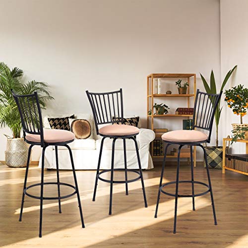 WATERJOY Barstool, Set of 3 Modern Swivel Bar Stool Counter Height Chair Bistro Pub Breakfast Kitchen Stools Chair