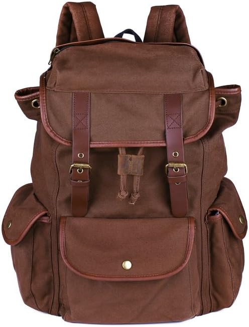 Kofuti Kofuti Retro Canvas Laptop Backpack Practical Casual Rucksack for Men and Women Brown