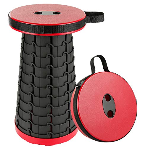 ELECOOL Camp Stool,Plastic Retractable Stool Holds up 330 Lbs with Pulling from 2.4 to 18 Inches Lightweight Portable Stool for Travel Camping Fishing Garden BBQ, Kitchen,Party Supplies(Red)