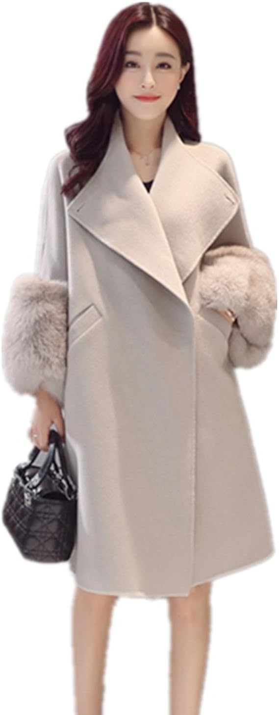 Amazon Yuyuchi レディース チェスターコート レディース ファー付き ポンチョ風 ファーコート 袖口ファー付き 取り外し可 コート ジャケット 通販