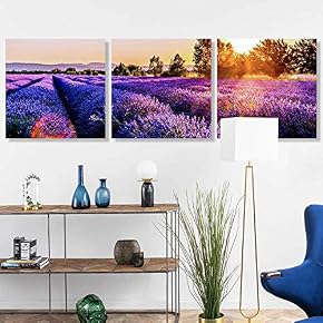 3 Panel Romantic Lavender Pictures Home Wall for...