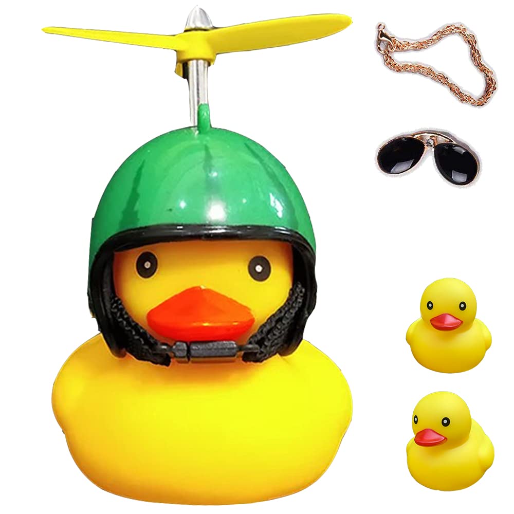 ACEDOAMARE Duck Bike Bell, Cute Rubber Yellow Duck Bicycle Accessories with LED Light Propeller Helmet Squeeze Horns for Cycling Motorcycle Car Handlebar Bicycle (Watermelon)