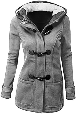 Women's Winter Casual Outdoor Warm Hooded Pea Coat Jacket size X-Large (LIGHT GREY)