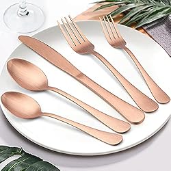 LIANYU 20 Piece Matte Copper Silverware