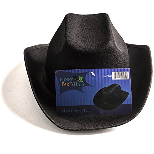 Adult Black Cowboy Hat Mens Womens Unisex Costume By Funny Party Hats