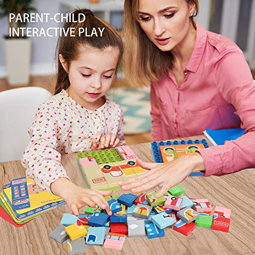 Bammax Jigsaw Puzzles for Toddler, Wooden Block Puzzle Peg Board Set with Flash Cards Educational Preschool Montessori Toys Gift Set for Baby Infant, Colorful Fruit Puzzles Set, Learn Color Shapes - Thumbnail 5