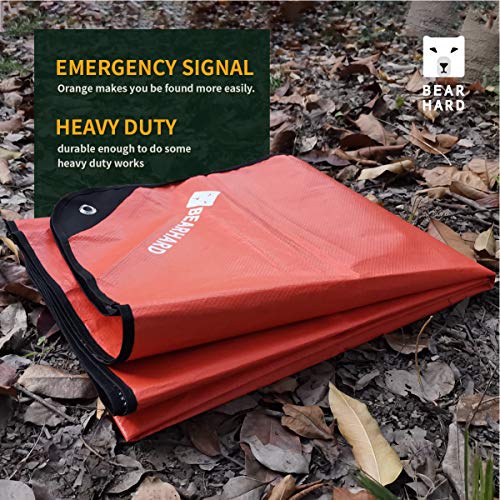 Bearhard Heavy Duty Emergency Blanket, Emergency Tarp, Insulated Blanket, Thermal Waterproof Survival Space Blanket for Hiking, Camping Orange