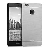 kwmobile Premium hard case for Huawei P9 Lite with reinforced back of brushed aluminium in silver