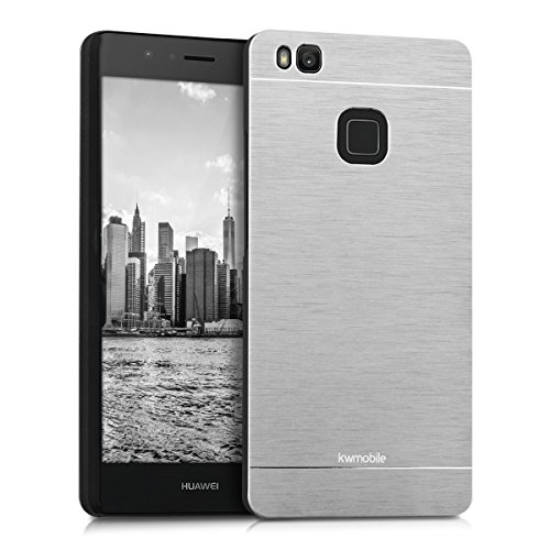 kwmobile Premium hard case for Huawei P9 Lite with reinforced back of brushed aluminium in silver