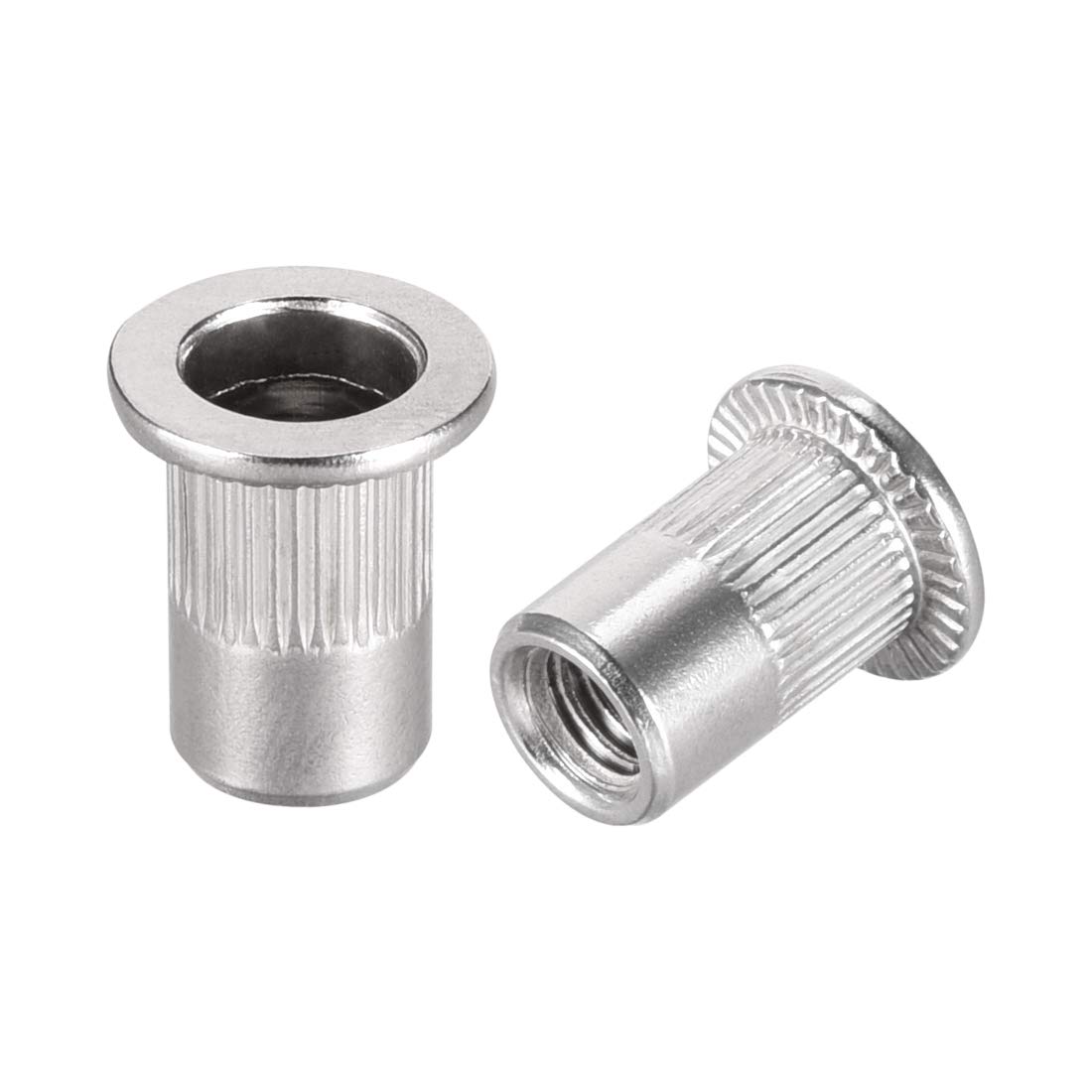 sourcing map M6 304 Stainless Steel Rivet Nuts Flat Head Insert 50 Pcs