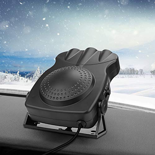 TekkPerry Portable Car Heater, 180°Rotatable Defogger, Fast Heating Car Heater Fan, Vehicle Heat Cooling Fan, 12V 150W 3-Outlet Auto Ceramic Heater with Cigarette Lighter Plug for Car SUV Truck