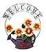 D-Fokes Handcrafts Vintage Metal Watering Pot Sunflower Welcome Sign Front Door Decor Hanging Outdoor Wreath Decorative Door Porch Bar Cafe Shop Store (Watering Pot)