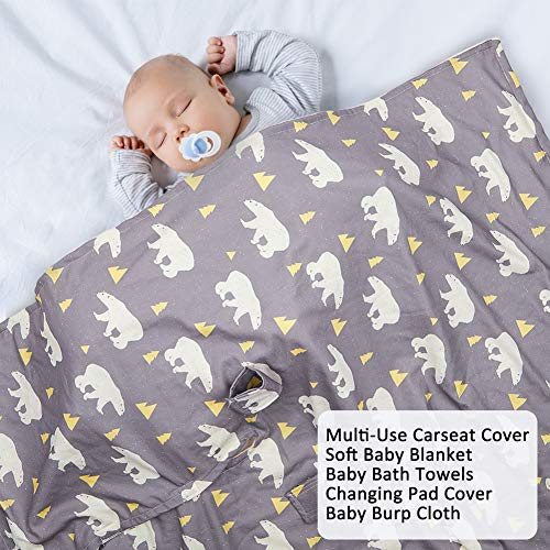 MHJY Carseat Canopy Cover Nursing Cover Breathable Baby Car Seat Canopy Polar Bear Carseat Canopy for Girl Boy Baby Shower Gift Multi-use Cover for Breastfeeding Moms
