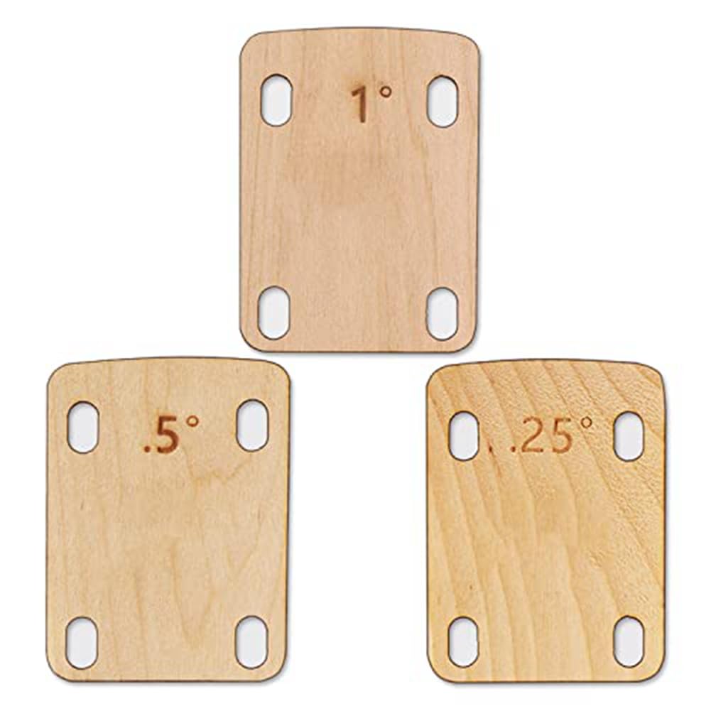 RUANI 3 Pcs Solid Maple Wood Guitar Neck Shim Musical Instrument Accessories Protection 0.25, 0.5 and 1 Degree Guitar Neck Plate Tool