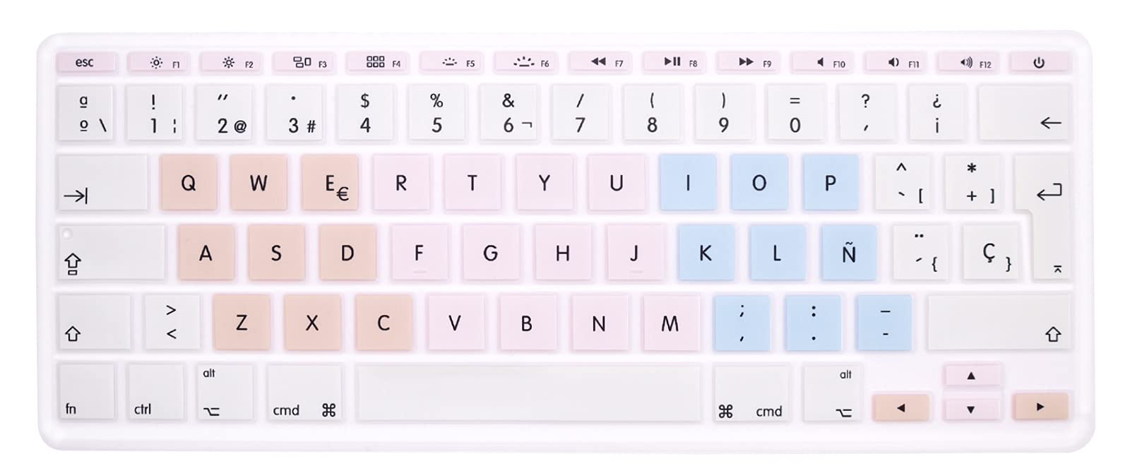 MMDW Spanish QWERTY ISO Keyboard Cover for Macbook 11"11.6 Inch A1465 A1370 European/ISO Keyboard Layout Silicone Skin(Cream Color)