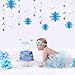 pinkblume Frozen Party Snowflake Decoration Kit–Winter Wonderland Decorations White 3D Paper Snowflake Garland,Blue Large Hanging Snowflake Banner,Purple and Blue Snowman Garland
