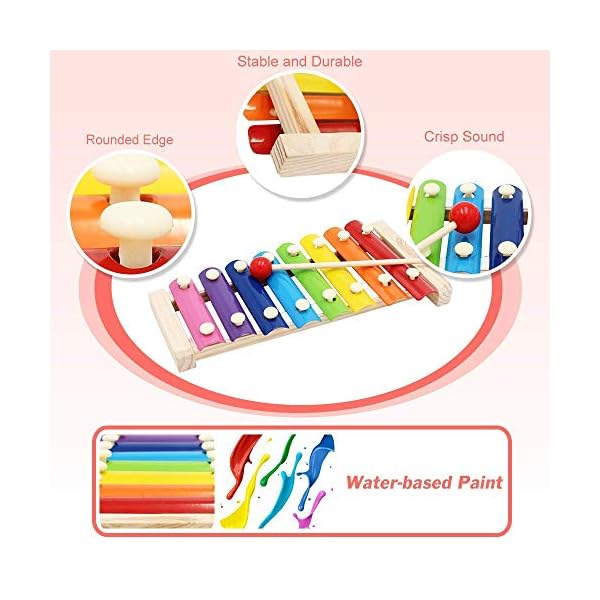 Soota Musical Instruments Toy Xylophone for babies, Holiday/Birthday Gift, Wooden Musical Instrument with Bright Multi-Colored Bars and Child-Safe Mallets