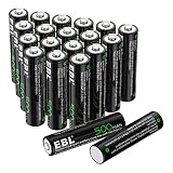 EBL AAA Rechargeable Batteries 1.2V 500mAh Triple AAA NiCd Battery Nicad Solar Light Battery - 20 Pack
