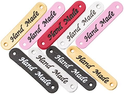 'Zalago Handmade Clothing Labels PU Leather Hand Made Sewing Machine Labels Tags Pack of 100
