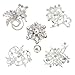 5pcs Silver Rhinestone Flower Pearl Wedding Brooches Pins Set