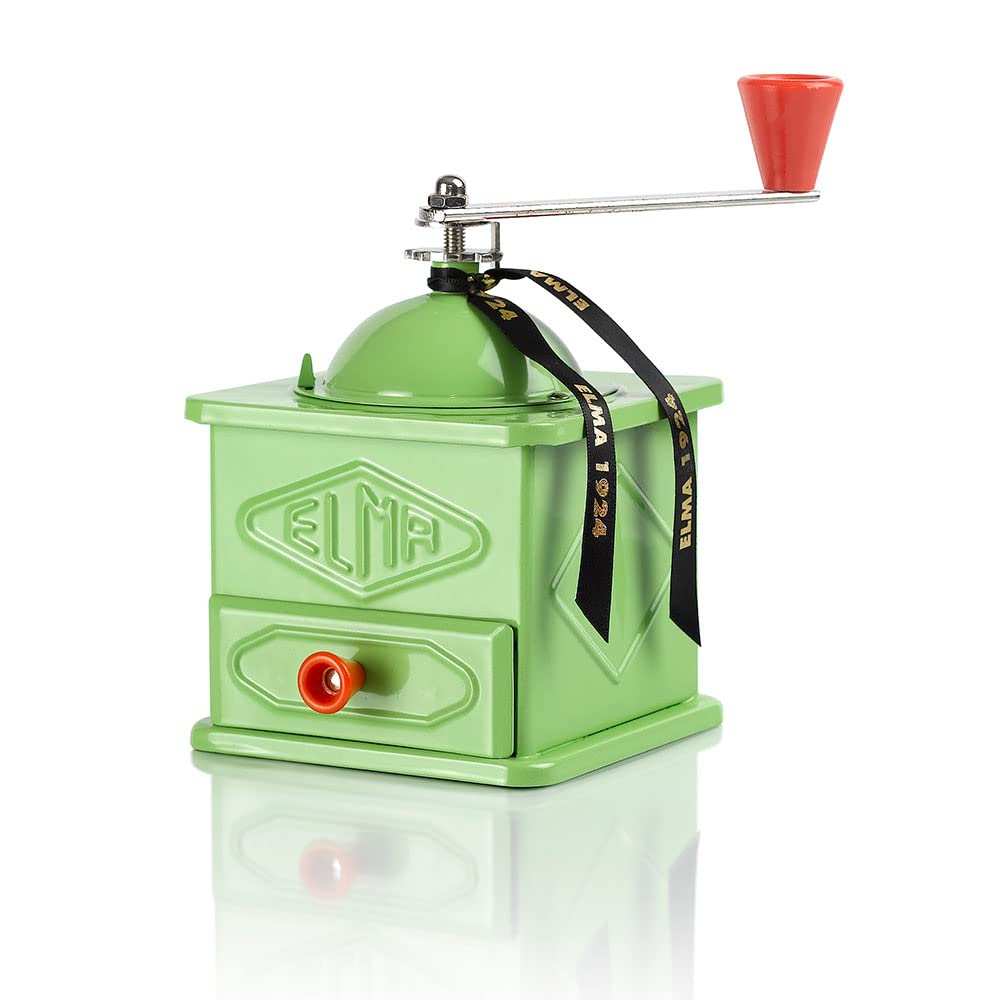 ELMA Vintage Manual Coffee Grinder Green to Decorate | Coffee Grinder with Crank, with Matching Box | Only for Decoration