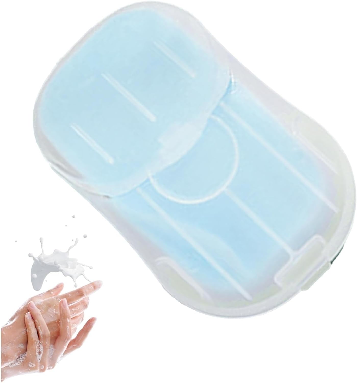 50Pcs Blue Portable Soap Sheets, Mini Portable Travel Disposable Water Soluble Hand Washing Bath Scented Paper Soap Camping and Shampoo for Outdoor, Camping Hiking