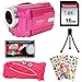 Vivitar DVR-508 HD Digital Video Camera Camcorder (Pink) with 16GB Card + Monster Case + Puffy Stickers + Tripod + Kit