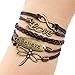 Bestpriceam Love Dragonfly Multilayer Knit Leather Rope Chain Charm Bracelet DIY Gift (Brown)