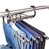 Space Saving Hangers 5 in 1 Trousers Pants Denim Jeans Scarf Coat Hanger Hook Clothes Rack by HuaYang