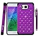 Galaxy Alpha Case, Galaxy Alpha Bling Case, Style4U Galaxy Alpha Studded Rhinestone Crystal Bling Hybrid Armor Case Cover for Samsung Galaxy Alpha with 1 Stylus [Purple / Black]