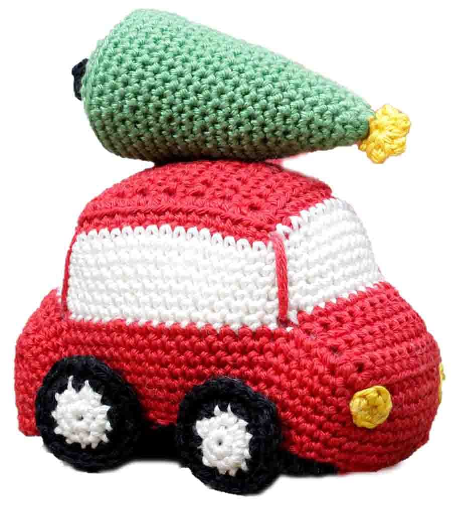 Crochet Kit for DIY Crochet Set with Instructions and Material Christmas Decoration Christmas Car Approx. 11 x 12 cm