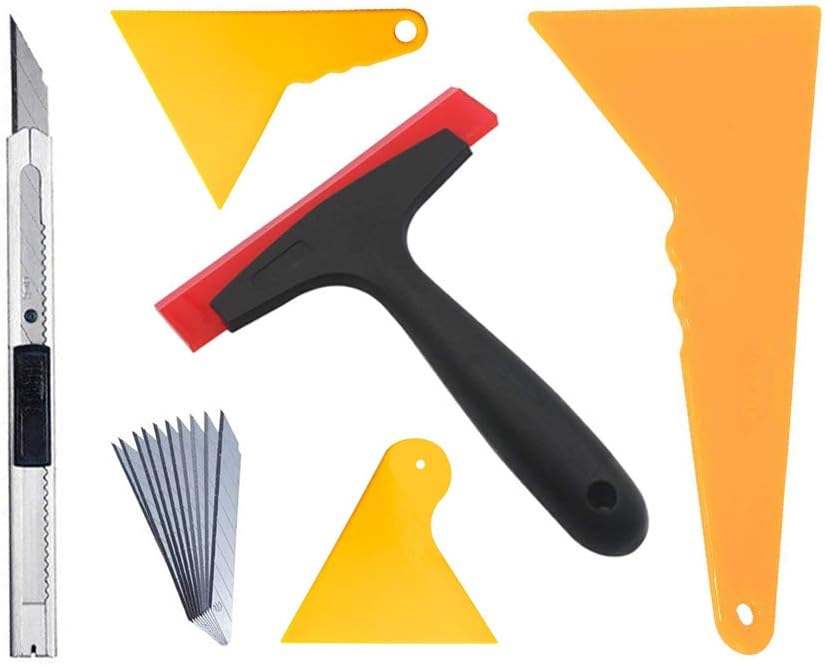 CHwares Vinyl Tinting Squeegee Kit for Car Windshield and Window Film Wrapping, Decal Application with Water Wiper, PP Squeegee and Utility Knife，Set of 6