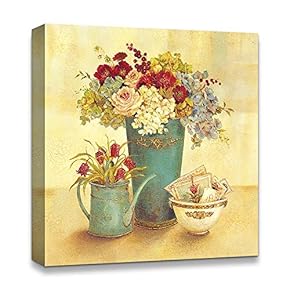 Canvas Wall Art Abstract Antique Style Design Painting Artwork for Home Prints Framed - 12x12 inches