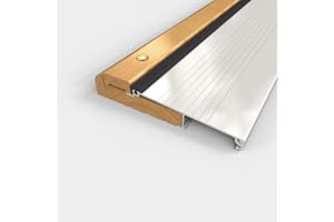 TRADEMARK HARDWARE Exterior Door Threshold for Doorways, Adjustable Height, Aluminum and Oak Top Threshold - Door Sill - 36" Long x 5.75" Wide and 1.125" High. (Aluminum, 5.75" Wide)