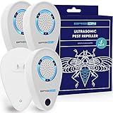 BRISON Ultrasonic Pest Reject Repeller - 4 Pack - Plug in Electronic Non-Toxic Device - Electromagnetic and Ultrasound Control - Repellent for Mice Rats Bed Bugs Spiders Rodents Insects - Indoor