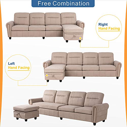 Walsunny Convertible Sectional Sofa Couch with Reversible Chaise, L