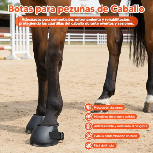 JAYIOLA Botas para pezuñas de Caballo, Protector de pezuñas Duradero de Goma, multifunción, cómoda y Resistente, protección para Caballos para entrenam