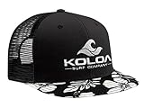 Koloa Surf(tm) Mesh Back Wave Logo Trucker Hat Hawaiian Bill Hat White Logo