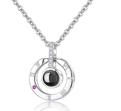 QueenDer Frauen Halskette Schlüsselbein Halskette 100 Sprachen Ich liebe dich Zirkon Anhänger Kette 'Liebe Erinnerungen' Einf