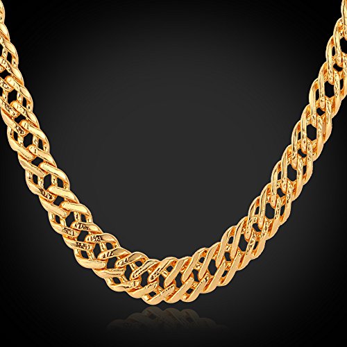 U7 Jewelry Men Classic Chain Jewelry 18K Stamp Yellow Gold/Black