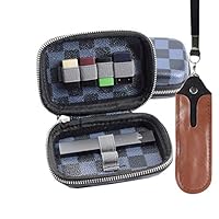 Carrying Bag for -j-u-uls, USB Charger & Anti-Loss Necklace, Wallet Holder Case in Pocket or Hand Bag for Storage and Travel -Device Not Included (Blue Gird)