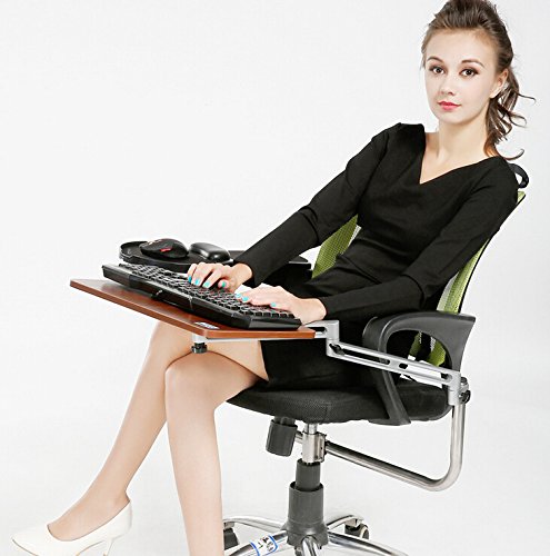 Skyzonal® Ergonomic Chair Mount Keyboard Tray Mouse Tray Walnut (Chair Not Included)