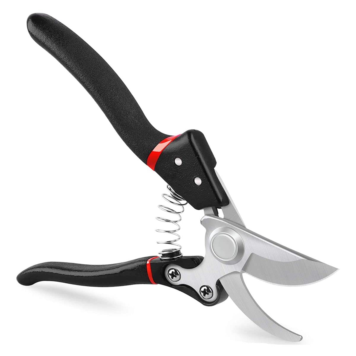 LeaderPro Pruning Shears and Secateurs, Aluminium Garden Hand Bypass Pruners, Sharp Pruning Scissors/Gardening Tool, with Spare Spring and Blade, Ergonomic Comfort, Security Upgrade, Black