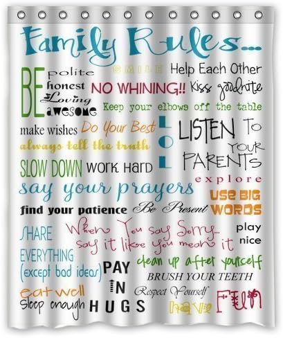 CHARMHOME Family Rules Educational Waterproof Fabric Polyester Bathroom Shower Curtain 72(w) x 84(h)